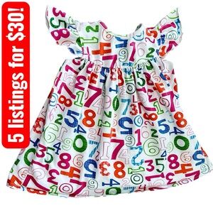 Boutique Toddler Girl Back to School Dress Toddler Girl Size 4T Colorful Numbers